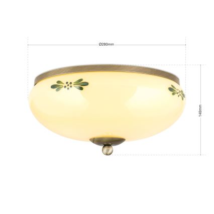 Plafonieră LANDHAUS, 2 x E27, 60 W, 230 V, Ø 28 cm, bronz/bej/verde