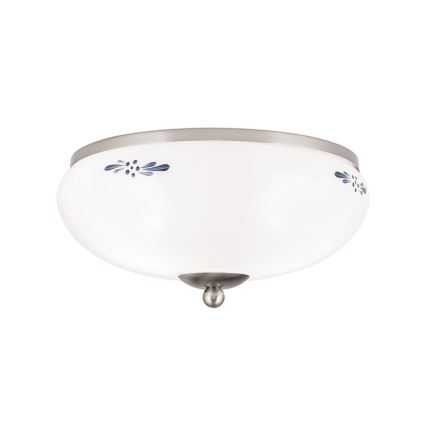 Plafonieră LANDHAUS, 2xE27/60W/230V, Ø 28 cm, crom mat/alb/albastru