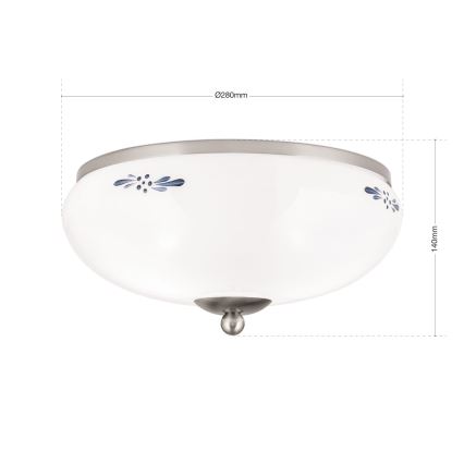 Plafonieră LANDHAUS, 2xE27/60W/230V, Ø 28 cm, crom mat/alb/albastru