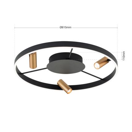 Plafonieră LED dimabilă BERLIN, 50W, 230V, negru/auriu