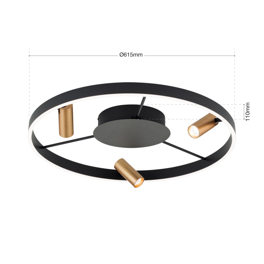 Plafonieră LED dimabilă BERLIN, 50W, 230V, negru/auriu