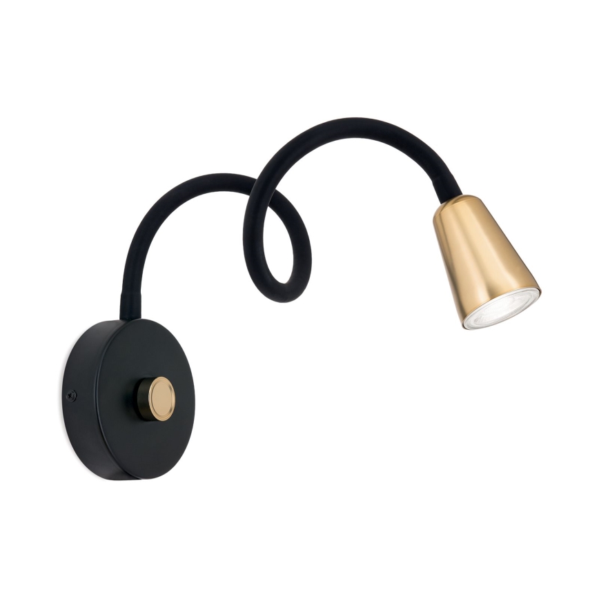 Aplică de perete flexibilă DOTTY, cu funcție dimmer, 1xGU10/10W/230V, negru/alamă