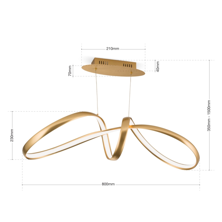 Candelabru LED reglabil pe cablu CIRCUS LED/36W/230V auriu