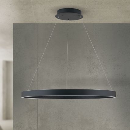 Lustra suspendată LED reglabilă pe cablu KOLK, LED/80W/230V, 2700/3000/4000K, Ø 80 cm, neagră