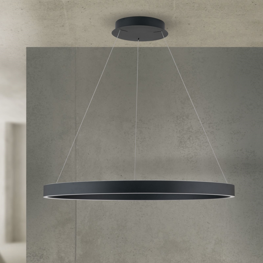 Lustra suspendată LED reglabilă pe cablu KOLK, LED/80W/230V, 2700/3000/4000K, Ø 80 cm, neagră