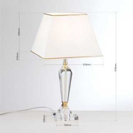 Lampă de cristal de masă VERONIQUE 1xE27/60W/230V crem/auriu