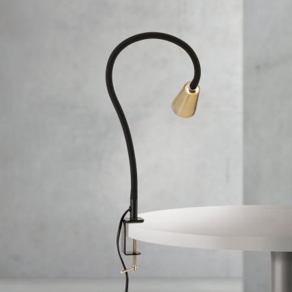 Lampă de birou flexibilă cu clemă DOTTY 1xGU10/10W/230V alamă/negru