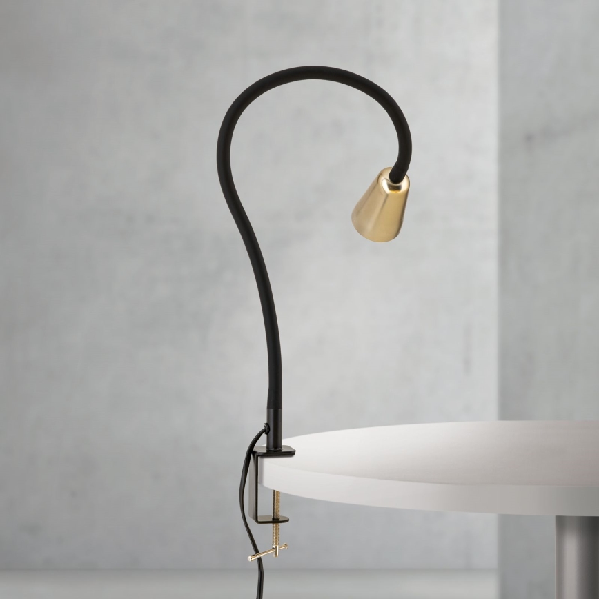 Lampă de birou flexibilă cu clemă DOTTY 1xGU10/10W/230V alamă/negru