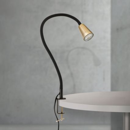 Lampă de birou flexibilă cu clemă DOTTY 1xGU10/10W/230V alamă/negru
