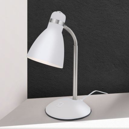Lampă de birou SCHOOL 1xE27/40W/230V albă/crom mat