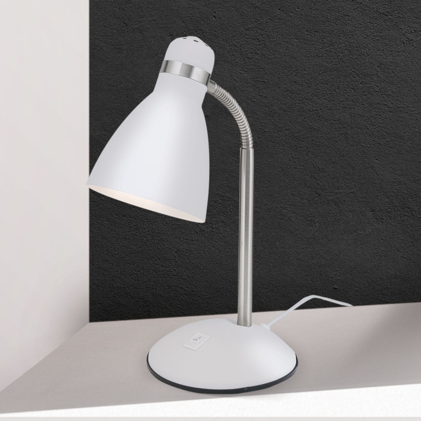 Lampă de birou SCHOOL 1xE27/40W/230V albă/crom mat