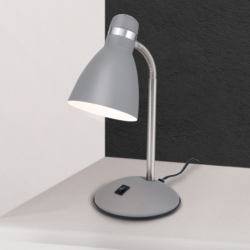 Lampă de birou SCHOOL 1xE27/40W/230V gri/crom mat