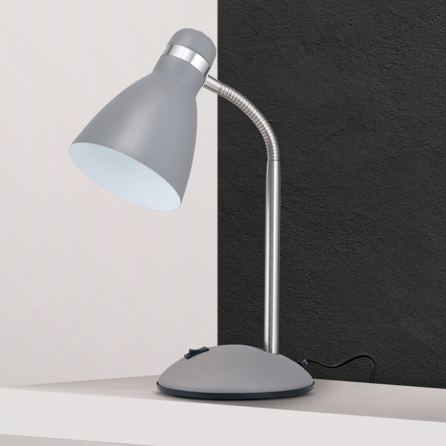 Lampă de birou SCHOOL 1xE27/40W/230V gri/crom mat