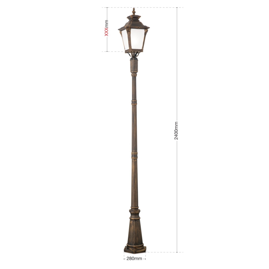 Lampă de exterior AIKO, soclu 1x E27, 60 W, 230 V, 240 cm, IP23, bronz cu patină