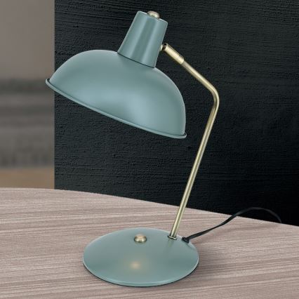 Lampă de masă FEDRA 1xE14/40W/230V verde mentă/alamă