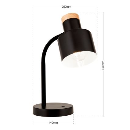 Lampă de masă GILI 1xE27/40W/230V, neagră