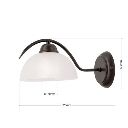 Lampă de perete RULA 1xE27/40W/230V alb/bronz