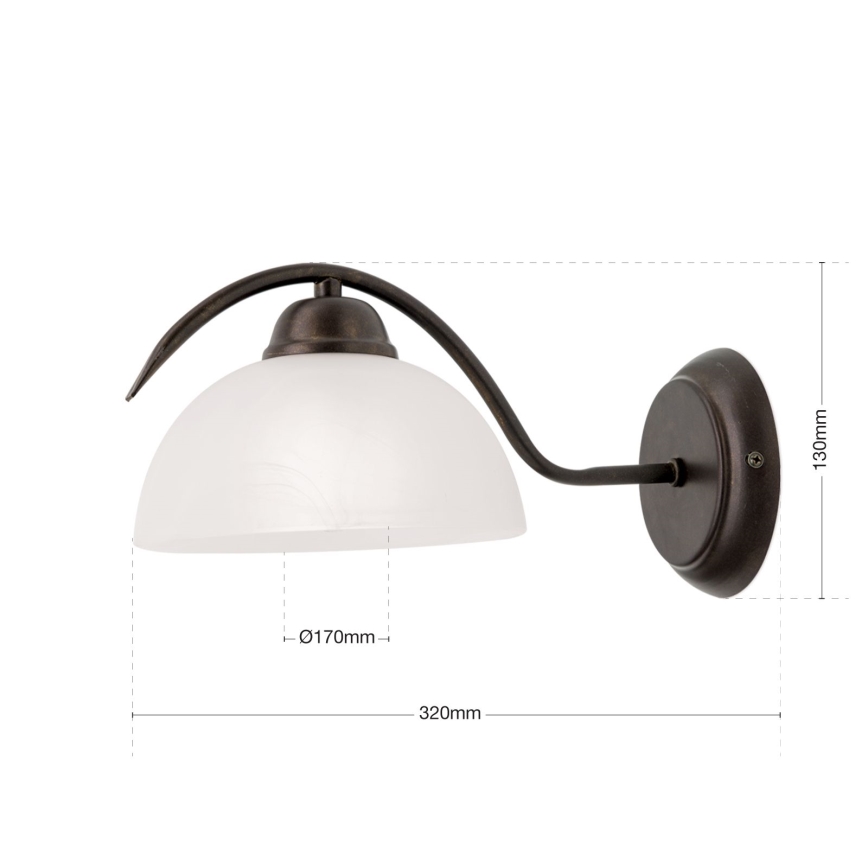 Lampă de perete RULA 1xE27/40W/230V alb/bronz