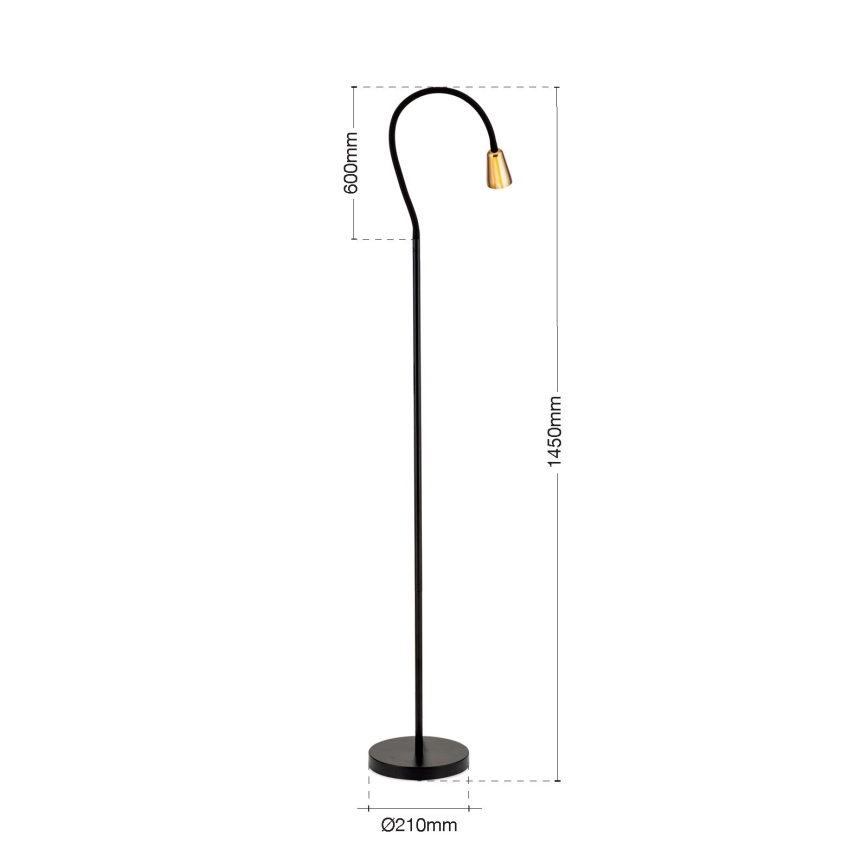 Lampă de podea flexibilă DOTTY 1xGU10/10W/230V negru/alamă