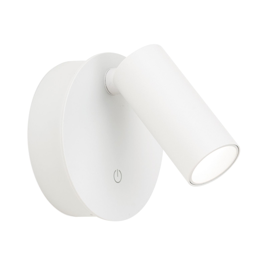 LUXY Aplica spot LED de perete, reglabilă, reîncărcabilă, cu control tactil, LED/1W/5V, 2200 mAh, 2700/3000/4000K, alb
