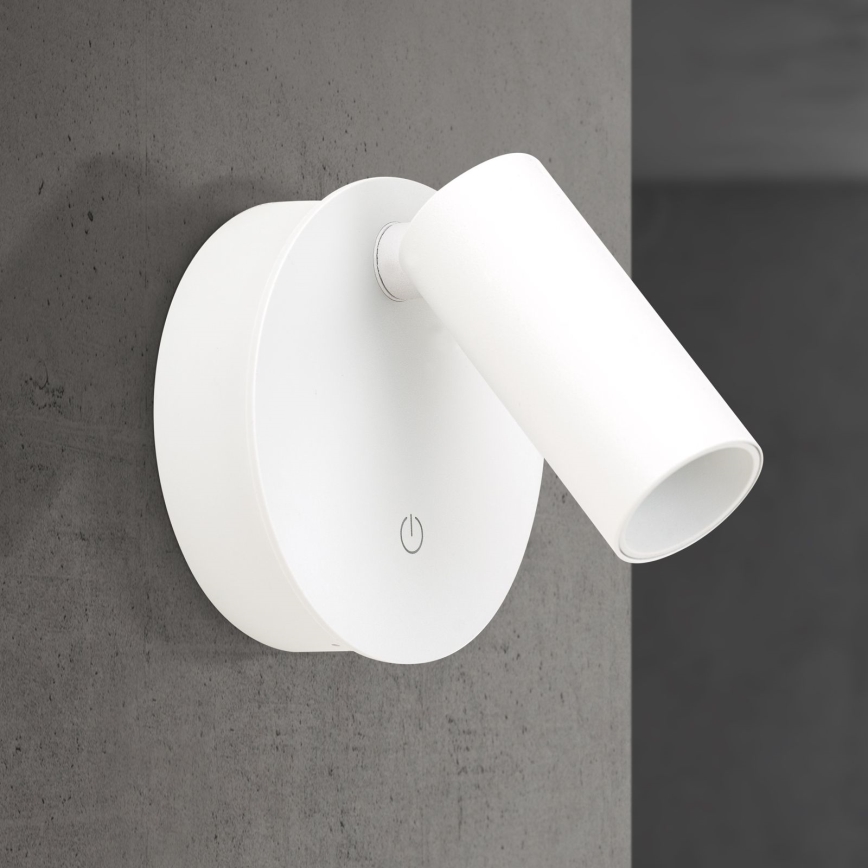 LUXY Aplica spot LED de perete, reglabilă, reîncărcabilă, cu control tactil, LED/1W/5V, 2200 mAh, 2700/3000/4000K, alb