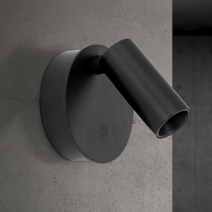 Spot de perete LED LUXY, dimabil, reîncărcabil, cu comandă tactilă, LED 1W/5V, 2200 mAh, 2700/3000/4000K, negru