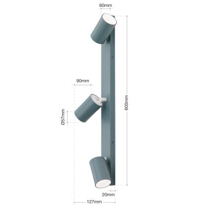 Lampă spot PENN, 3 x GU10, 13 W, 230 V, gri
