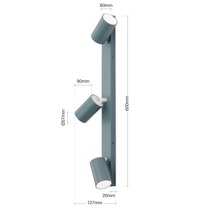 Lampă spot PENN, 3 x GU10, 13 W, 230 V, gri