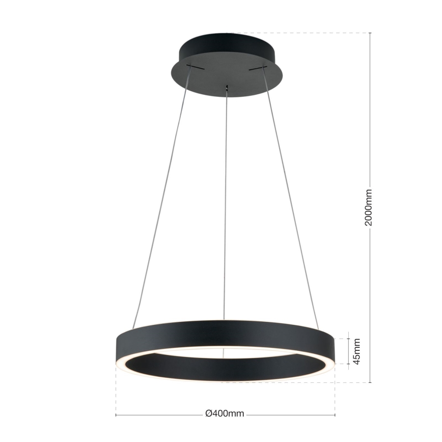 Lustră LED dimabilă KOLK, LED/40W/230V, 2700/3000/4000K, diam. 40 cm, neagră
