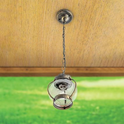 Corp de iluminat suspendat pentru exterior TAVERNA 1xE27/60W/230V IP23 bronz/patină