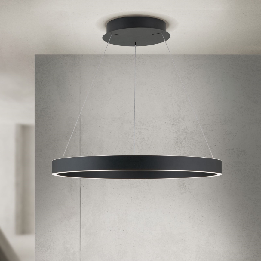 Lustră LED reglabilă pe cablu KOLK, 60 W, 230 V, 2700/3000/4000 K, Ø 60 cm, neagră