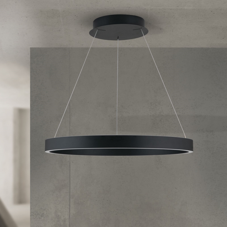 Lustră LED reglabilă pe cablu KOLK, 60 W, 230 V, 2700/3000/4000 K, Ø 60 cm, neagră