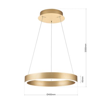 Candelabru LED reglabil pe cablu KOLK LED/40W/230V 2700/3000/4000K Ø 40 cm auriu