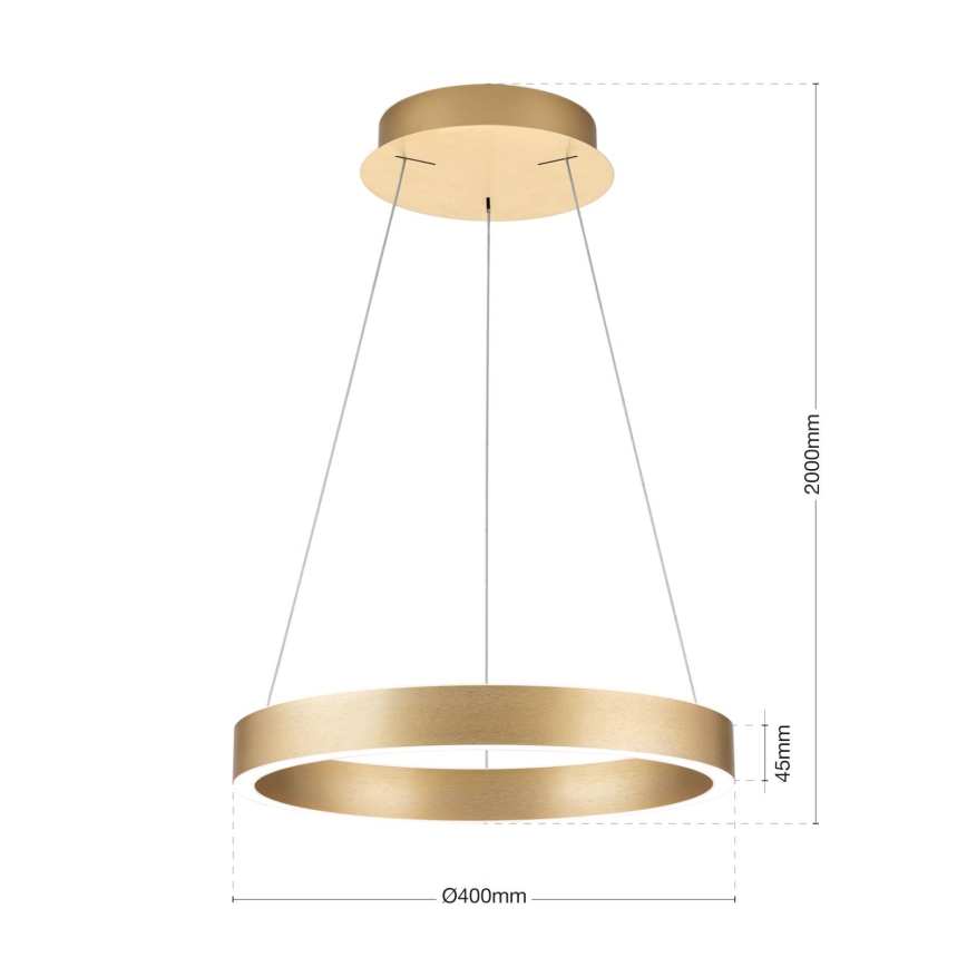 Candelabru LED reglabil pe cablu KOLK LED/40W/230V 2700/3000/4000K Ø 40 cm auriu
