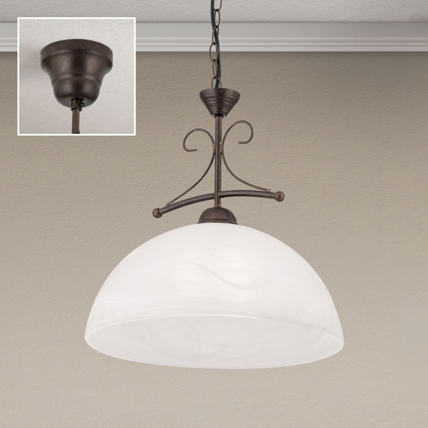 Lustra pe lanț RULA 1xE27/40W/230V, diametru 35 cm, alb/bronz