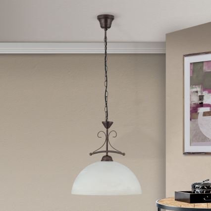 Lustra pe lanț RULA 1xE27/40W/230V, diametru 35 cm, alb/bronz