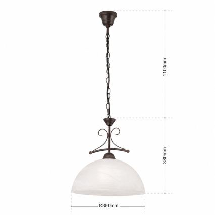 Lustra pe lanț RULA 1xE27/40W/230V, diametru 35 cm, alb/bronz