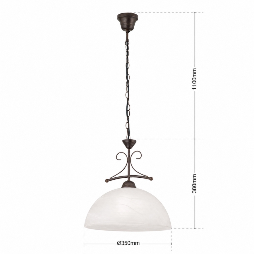 Lustra pe lanț RULA 1xE27/40W/230V, diametru 35 cm, alb/bronz