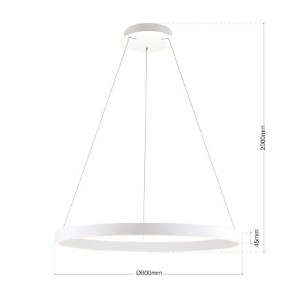 Lustră LED dimerizabilă pe cablu KOLK LED/80W/230V 2700/3000/4000K Ø 80 cm albă