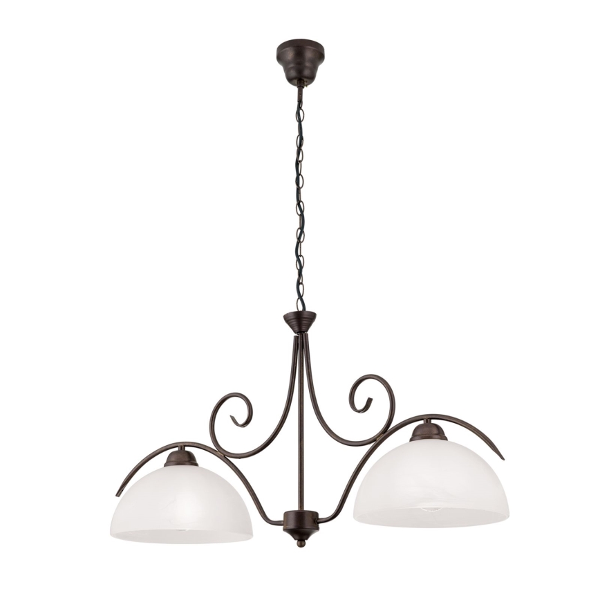 Lustra suspendată pe lanț RULA 2xE27/40W/230V alb/bronz
