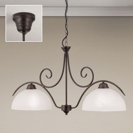 Lustra suspendată pe lanț RULA 2xE27/40W/230V alb/bronz