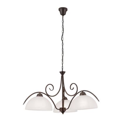 Lustru suspendat pe lanț RULA 3xE27/40W/230V Ø 70 cm alb/bronz