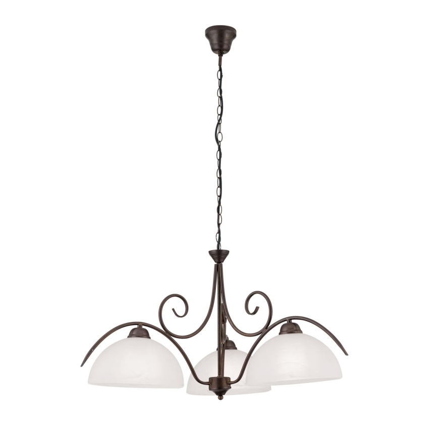 Lustru suspendat pe lanț RULA 3xE27/40W/230V Ø 70 cm alb/bronz