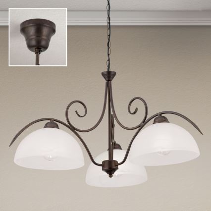 Lustru suspendat pe lanț RULA 3xE27/40W/230V Ø 70 cm alb/bronz