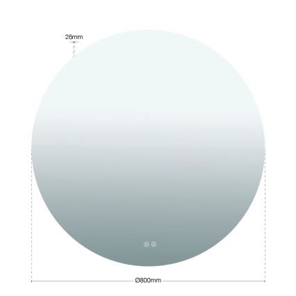 Oglindă de perete FOCUS LED pentru baie, încălzită, cu iluminare LED integrată, 27W, 230V, 3000/4200/6000K, Ø 80 cm, IP44