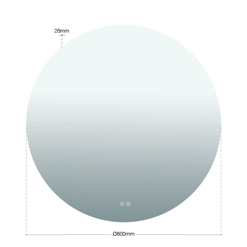 Oglindă de perete FOCUS LED pentru baie, încălzită, cu iluminare LED integrată, 27W, 230V, 3000/4200/6000K, Ø 80 cm, IP44