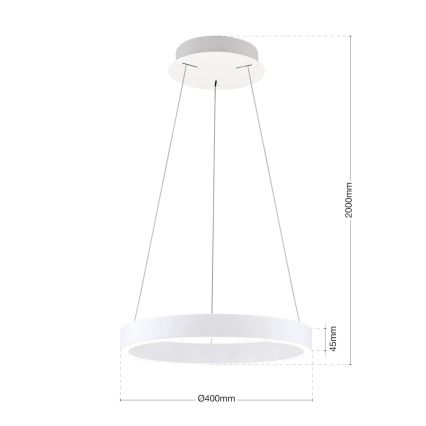 Pendul LED dimabil pe cablu KOLK LED/40W/230V 2700/3000/4000K diam. 40 cm alb