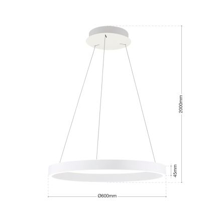 Lustră LED KOLK dimmabilă pe cablu LED/60W/230V 2700/3000/4000K Ø 60 cm alb