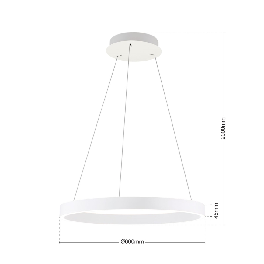 Lustră LED KOLK dimmabilă pe cablu LED/60W/230V 2700/3000/4000K Ø 60 cm alb