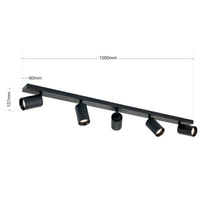 Plafonieră cu spoturi SEAN 5xGU10/13W/230V negru